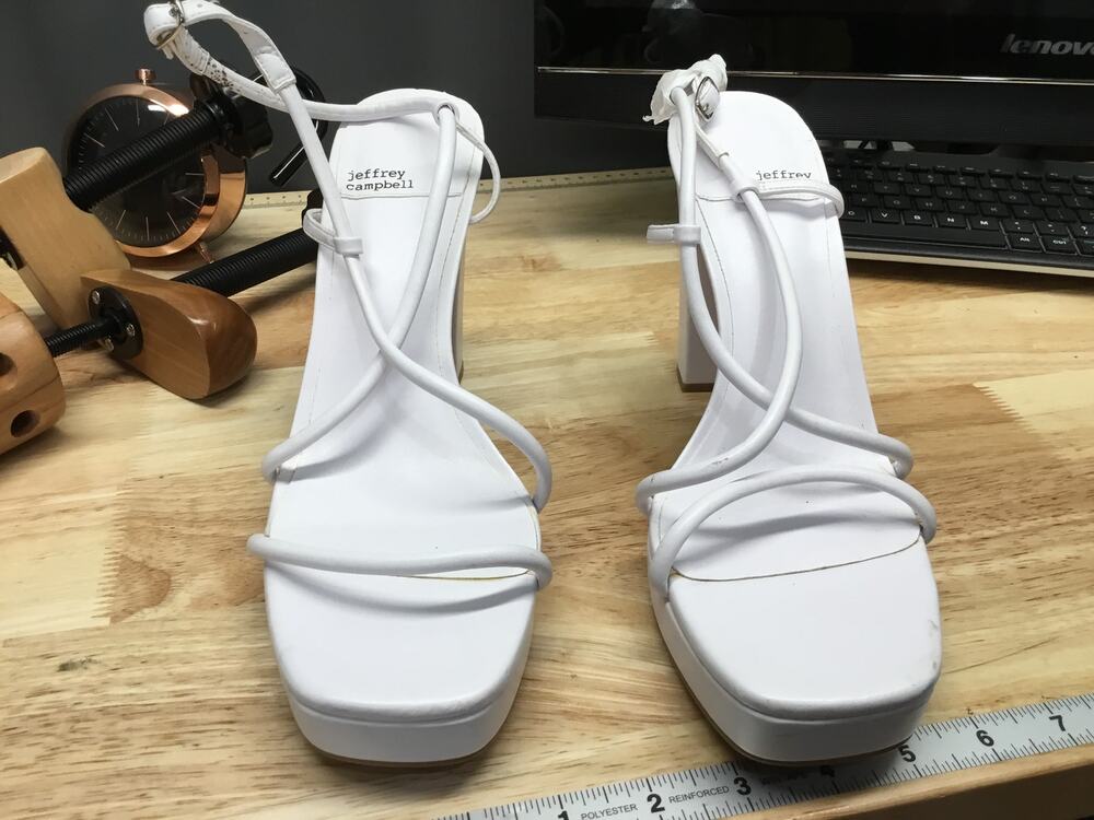 Jeffrey Campbell Mamba Platform Sandals Women's 11 White Leather High Heeled